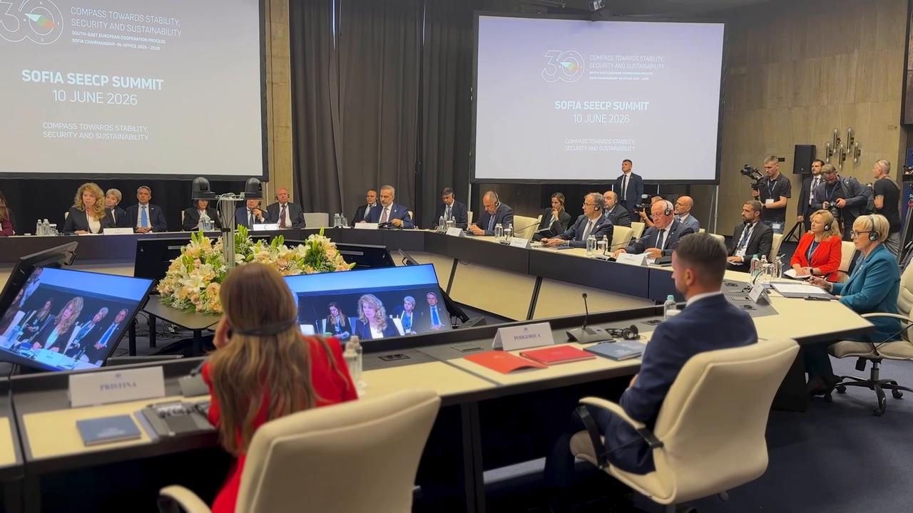 Video thumbnail for Bulgaria: Turkish Foreign Minister Fidan joins South-East European Cooperation Process summit in Sofia.