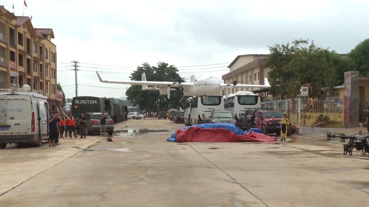 Video thumbnail for China: Drones aid flood rescue operations in south China's Guangxi.