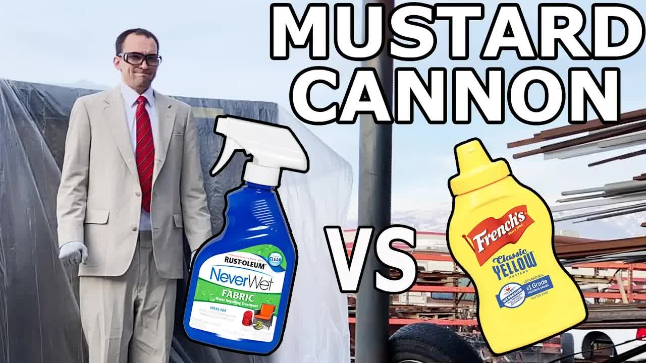 Video thumbnail for Rust-Oleum NeverWet Water Repellent Suit Test: Air Cannon & Condiment Chaos