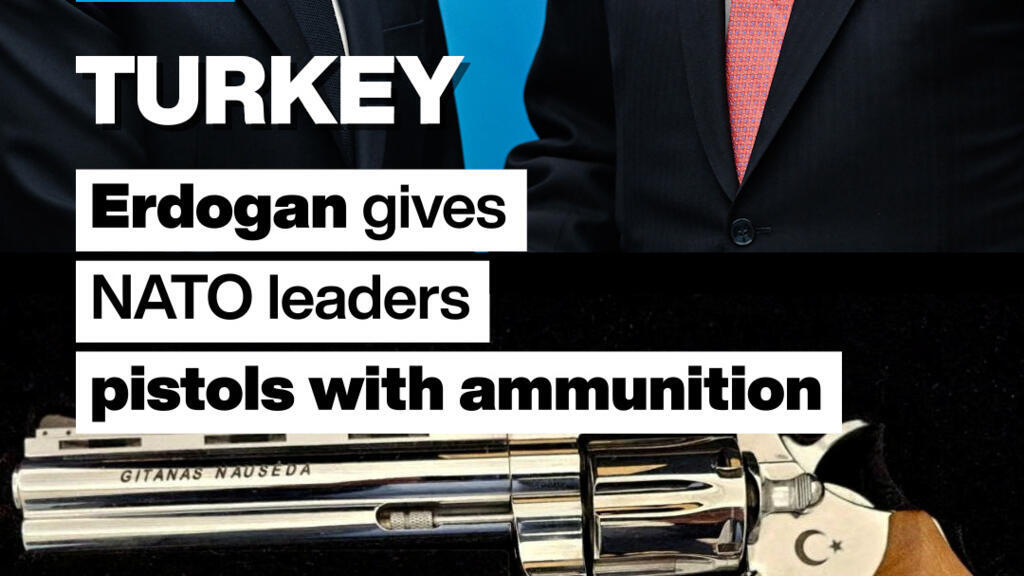 Video thumbnail for Turkey: Erdogan gives NATO leaders pistols with ammunition after summit