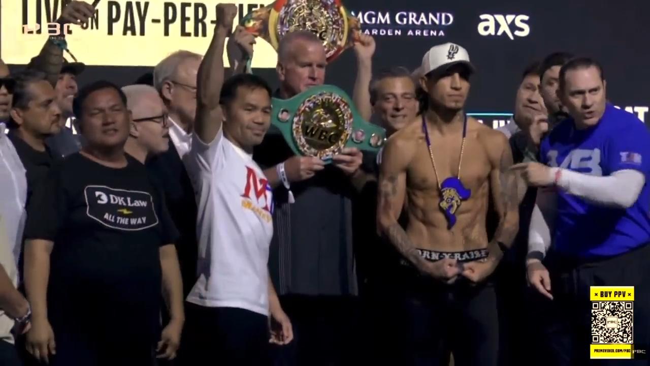 'Video thumbnail for Pacquiao makes weight ahead of return bout against Barrios'