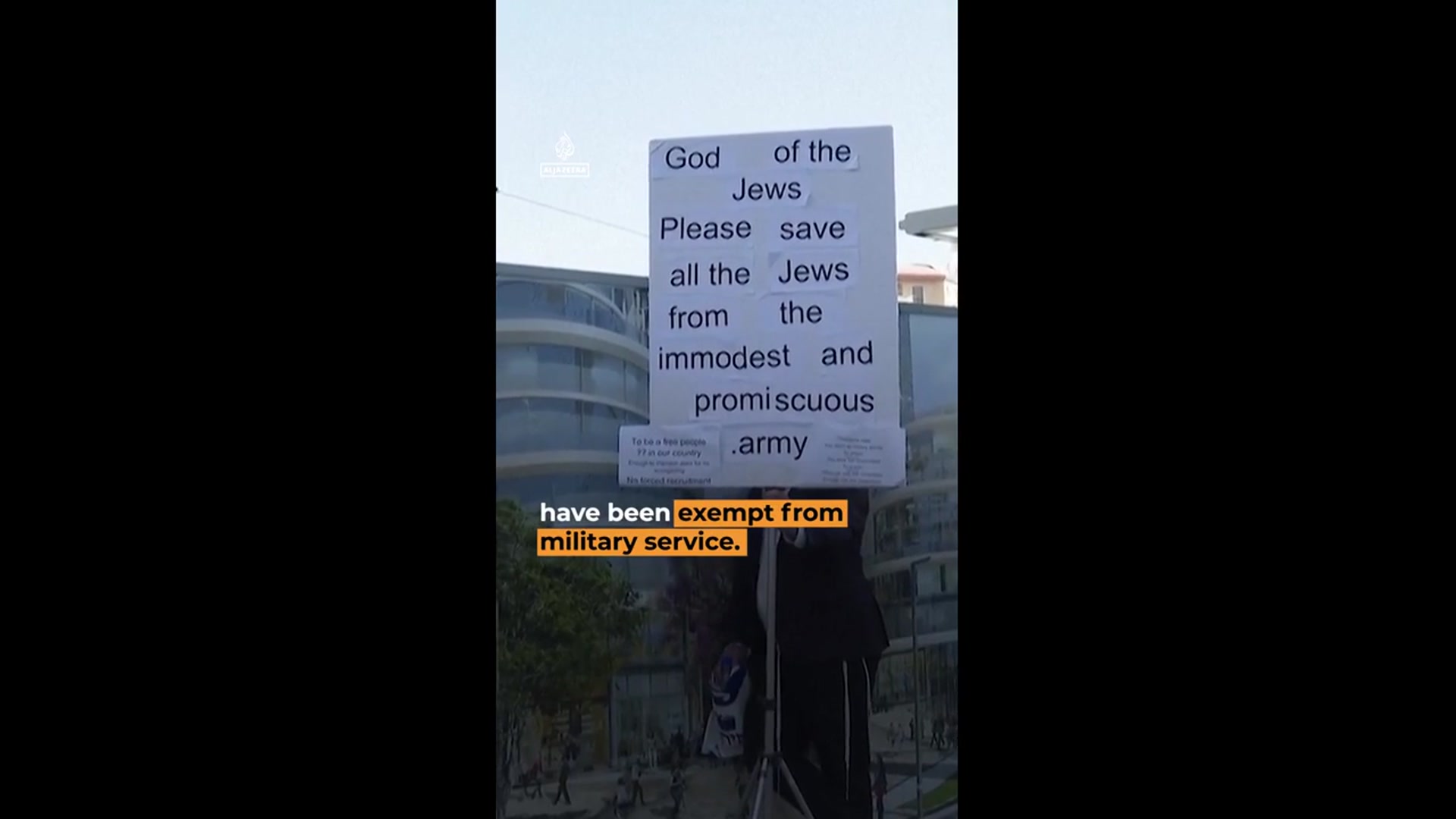 'Video thumbnail for Ultra-Orthodox Jews rally in Israel against military service'