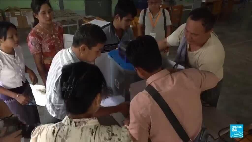 Video thumbnail for Myanmar junta stages election amid civil war