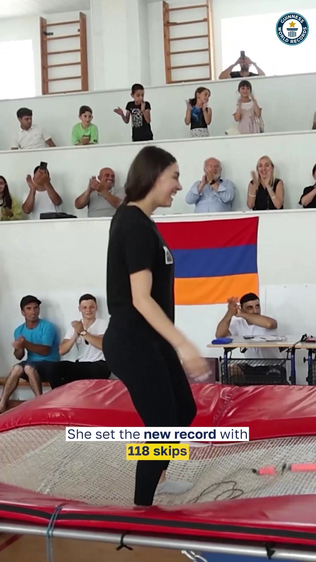 Video thumbnail for Mari Davtyan Most Rope Skips on a Trampoline in One Minute