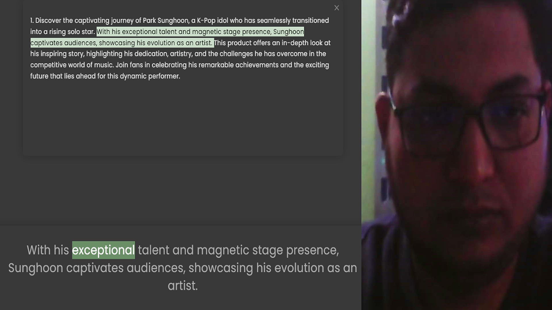 Video thumbnail for 1. Discover the captivating journey of Park Sunghoon, a K-Pop idol who has seamlessly transitioned into a rising solo star. With his exceptional talent and magnetic stage presence, Sunghoon captivates audiences, showcasing his evolution a