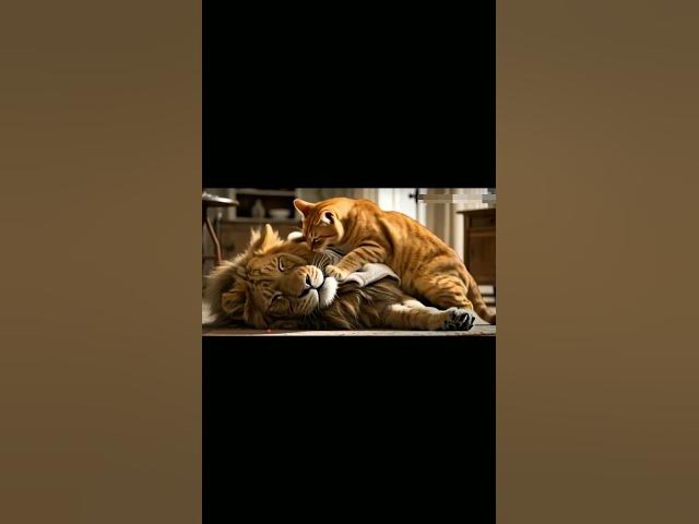Video thumbnail for a cat save lion life🧡#shortvideo #cat #lion #beststory