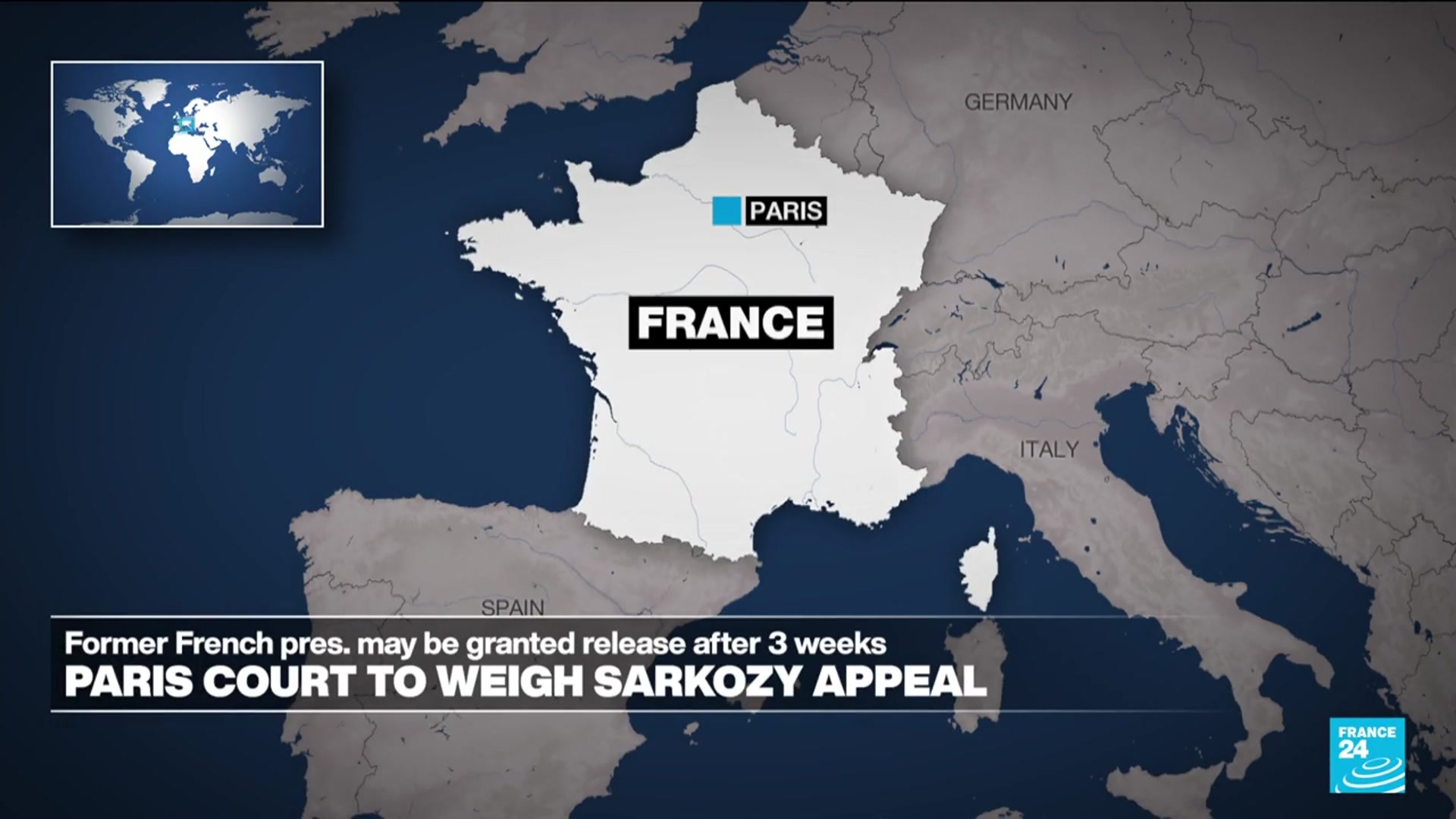 'Video thumbnail for Paris court to hear Sarkozy’s request to be freed from jail pending appeal'