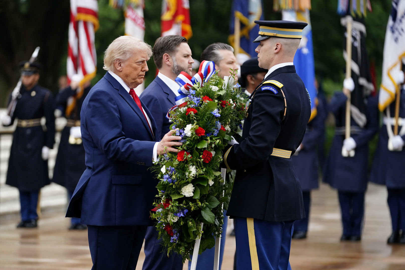 Video thumbnail for Trump pays tribute to US troops killed in war on Iran on Memorial Day