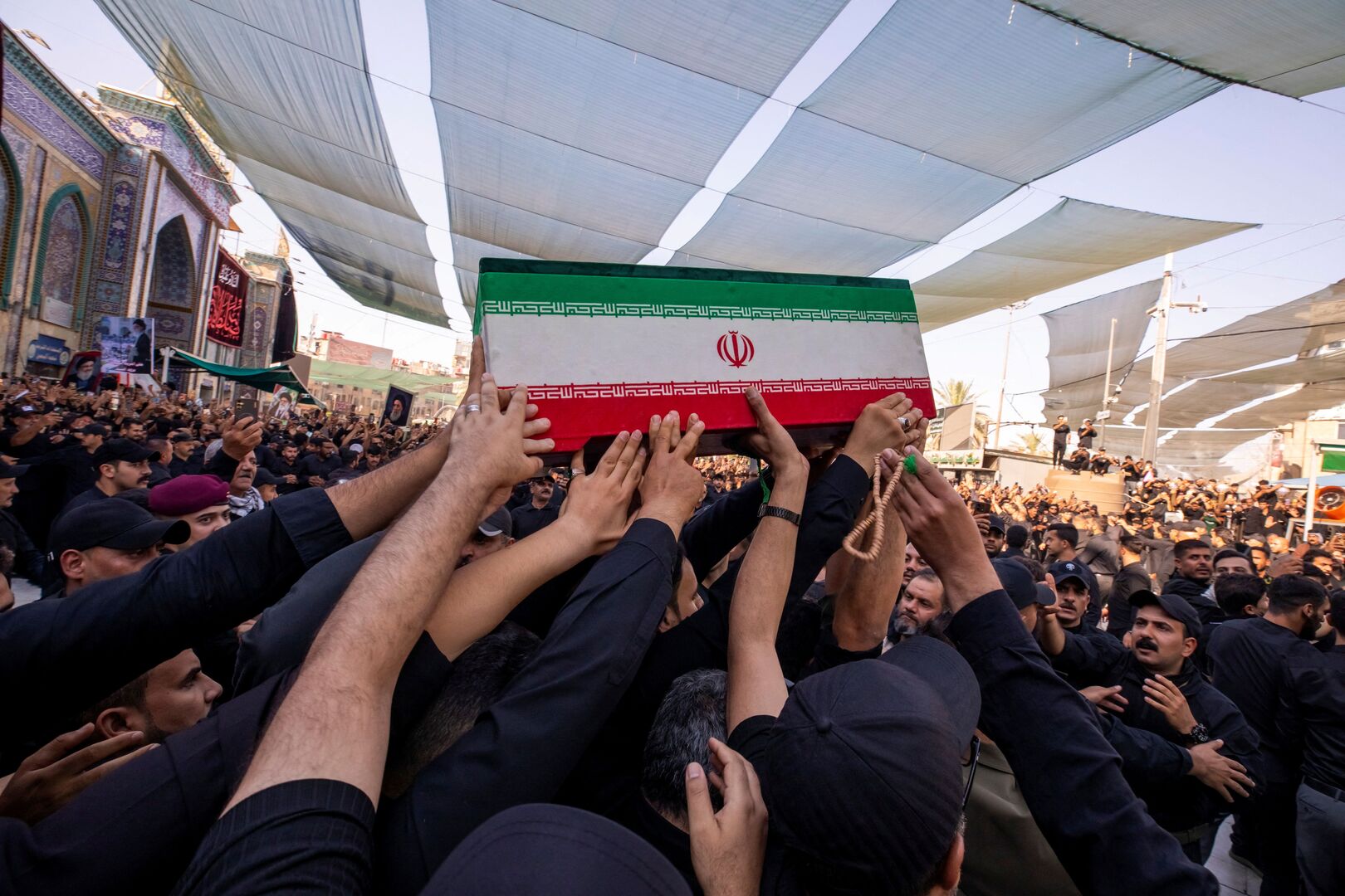 Video thumbnail for Khamenei’s coffin in Karbala on last stop before burial in Mashhad