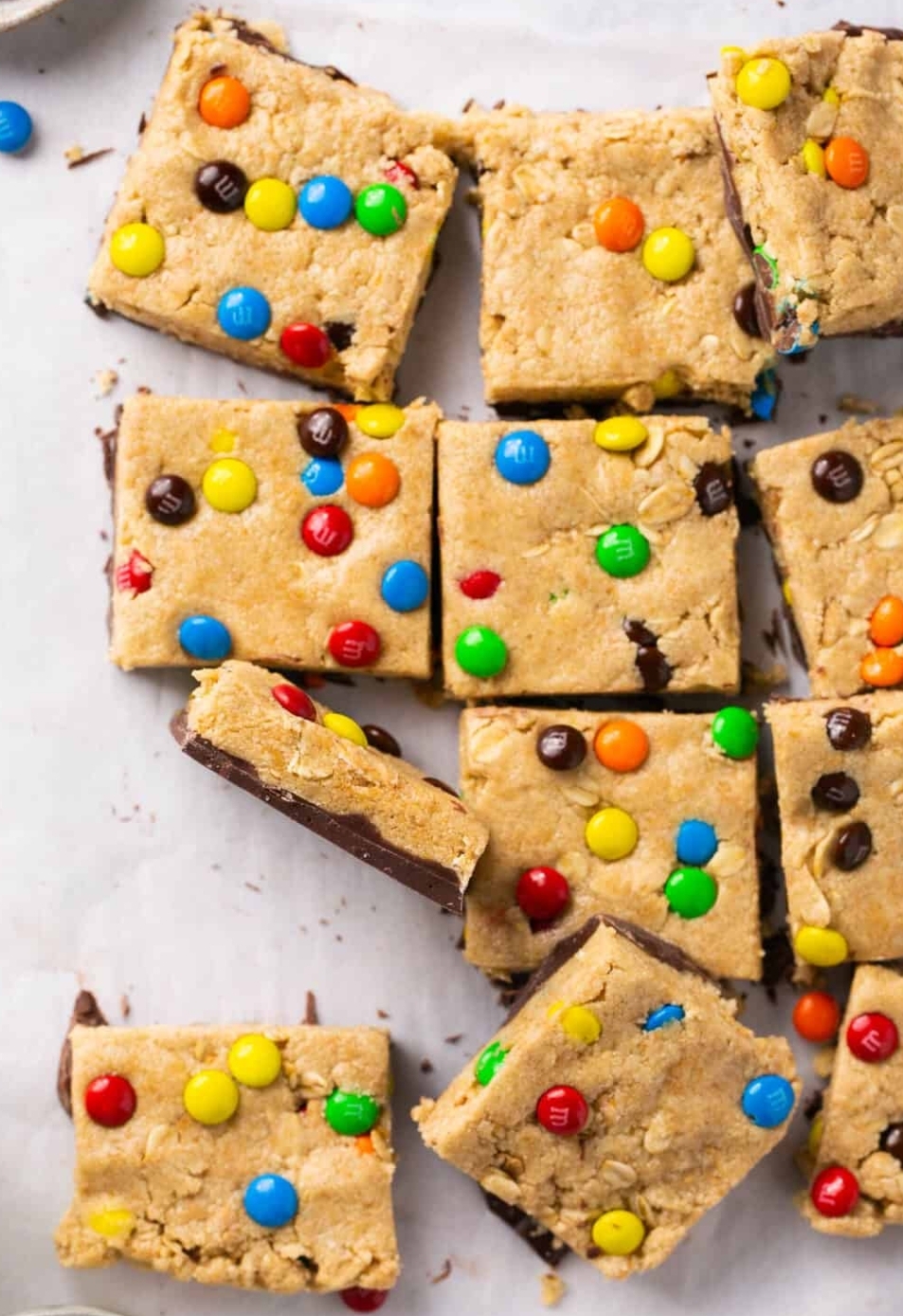 'Video thumbnail for Easy No-Bake Monster Protein Cookie Dough Bars Recipe '