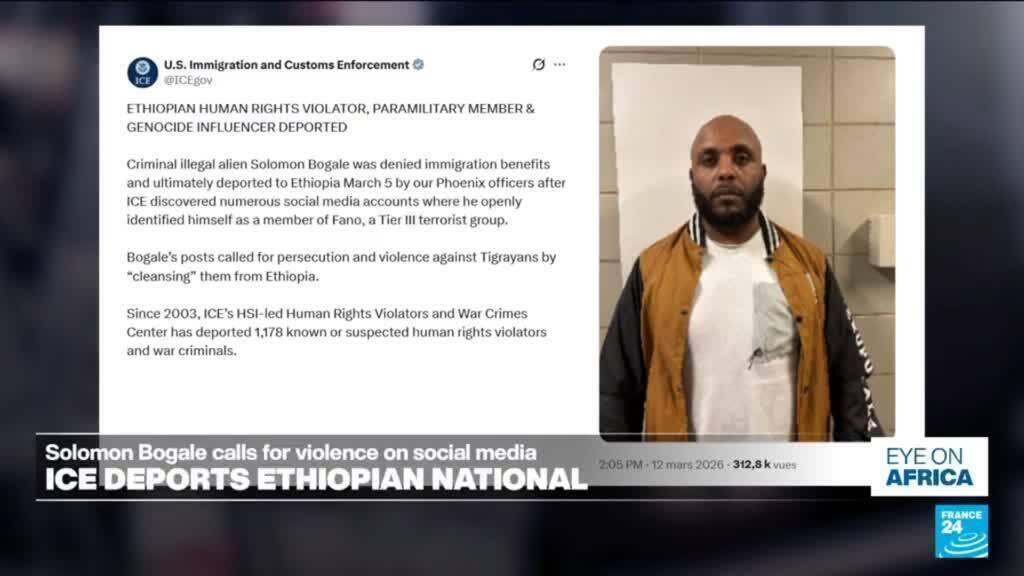 Video thumbnail for ICE deports Ethiopian national who called for violence on social media
