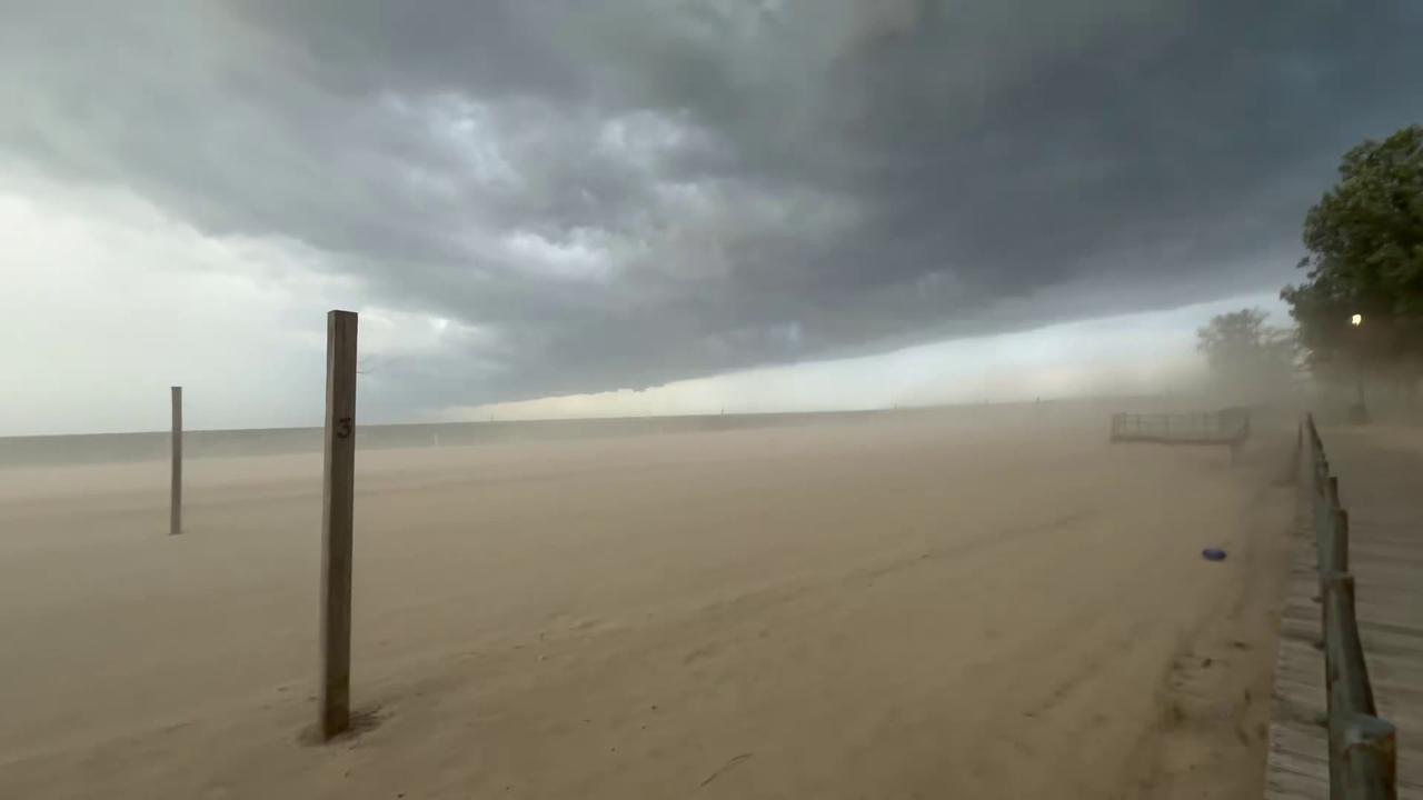 Video thumbnail for US: Sailboats Battle Strong Storm Winds at Ontario Beach Park.