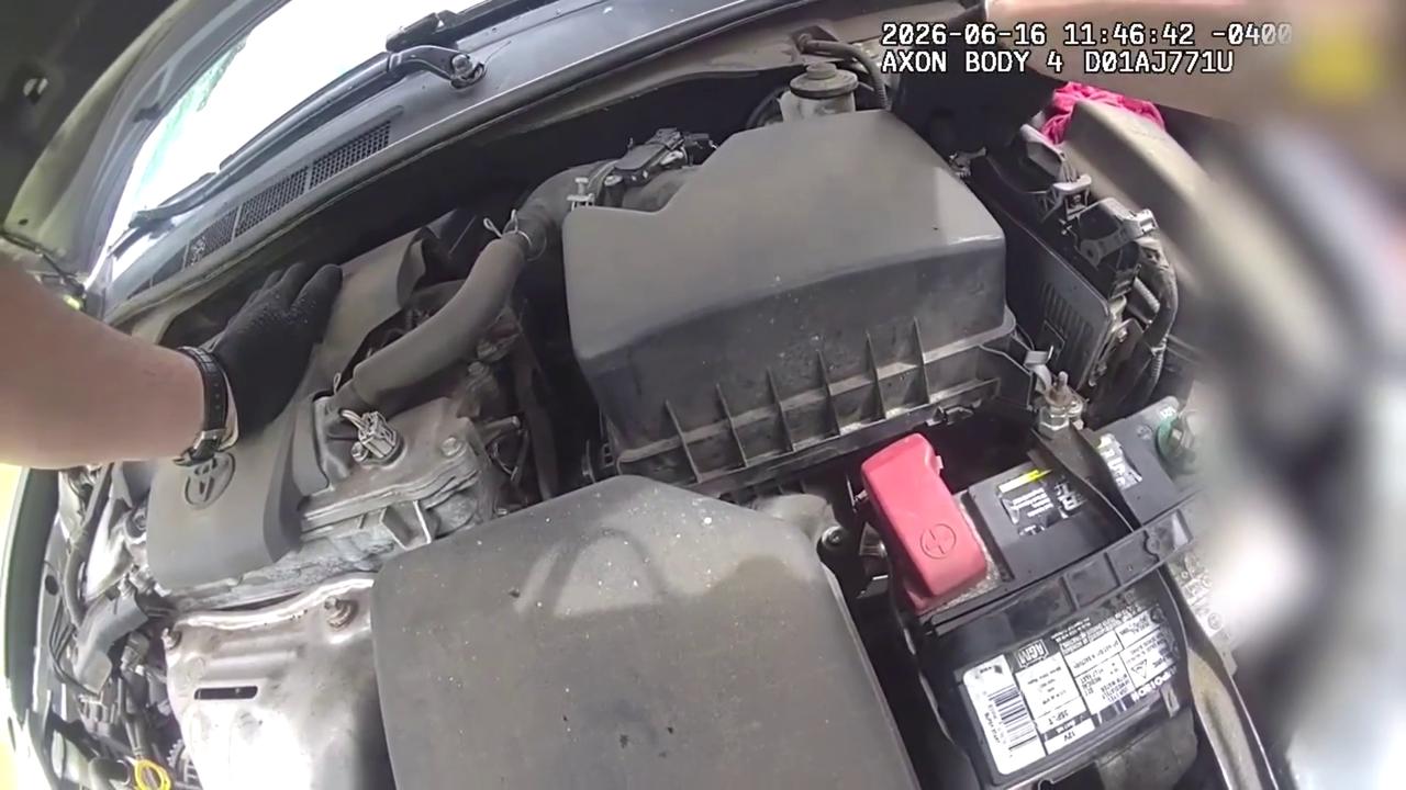 Video thumbnail for US: Deputy Coaxes Kitten From Car Engine With Drumstick in Heartwarming Rescue at Spout Springs Library.