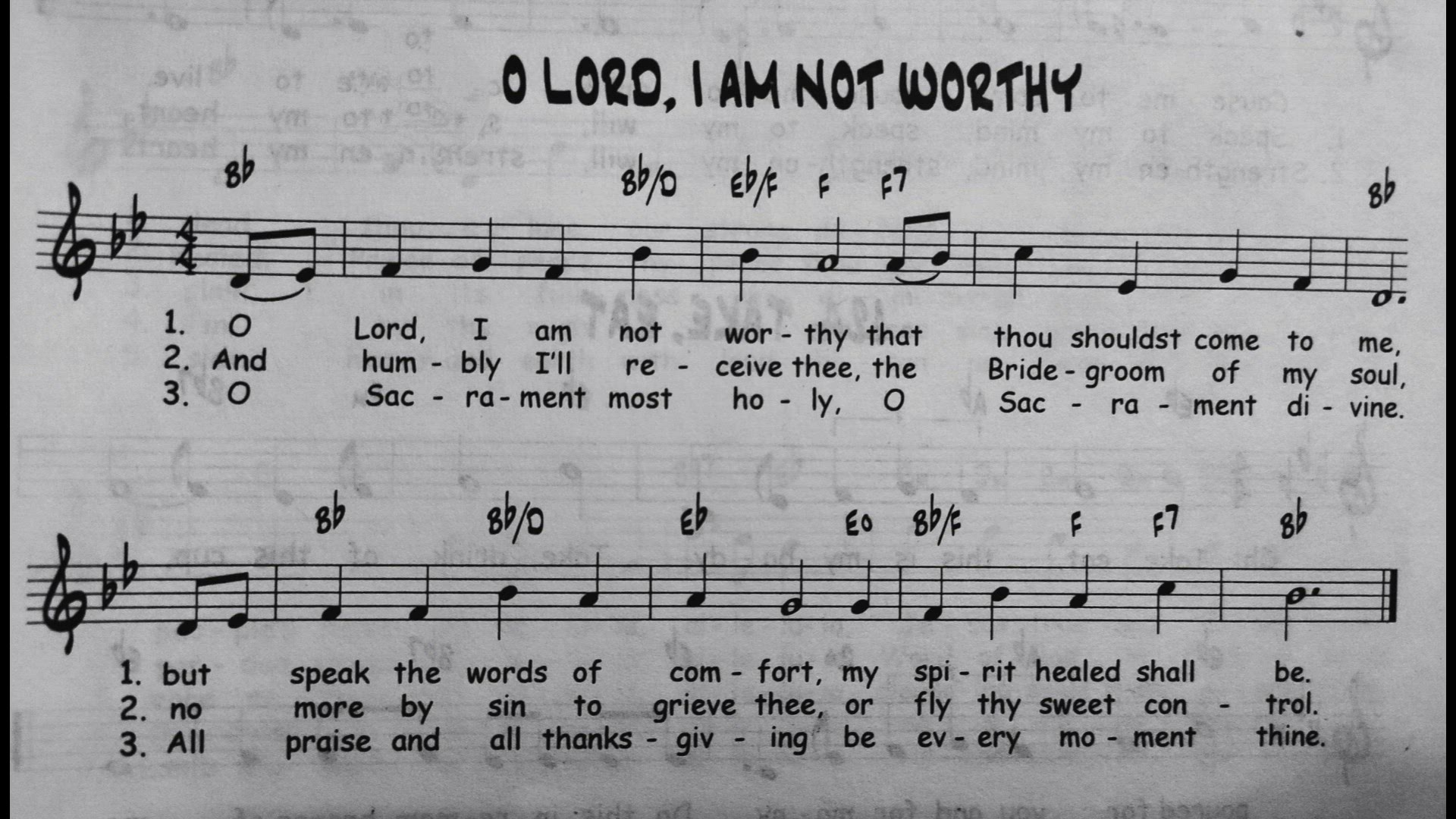 'Video thumbnail for O Lord I Am Not Worthy - Catholic Mass Song Sheet Music'