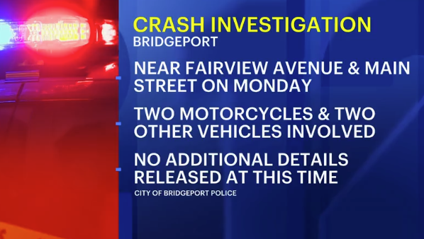 Video thumbnail for Four-vehicle collision sends 2 motorcyclists to hospital in Bridgeport