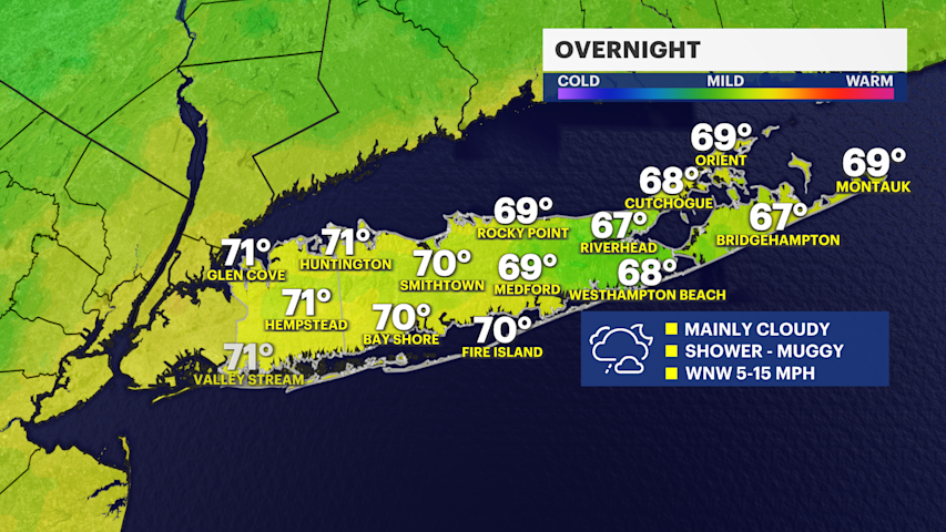 Video thumbnail for Scattered shower chance overnight ahead of a nice Wednesday on Long Island