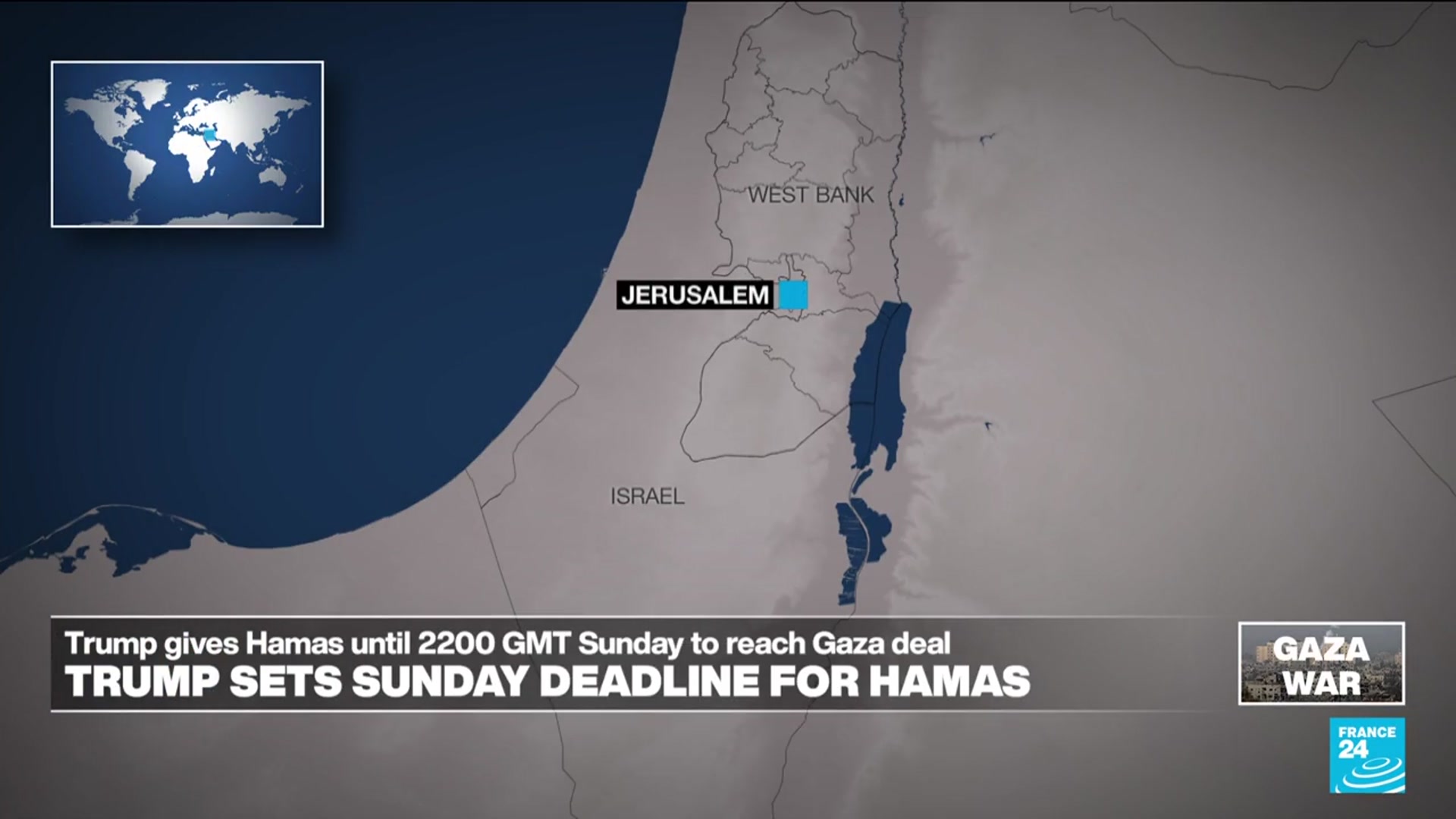 'Video thumbnail for Trump sets Sunday deadline for Hamas to agree to his deal for ending the war in Gaza'