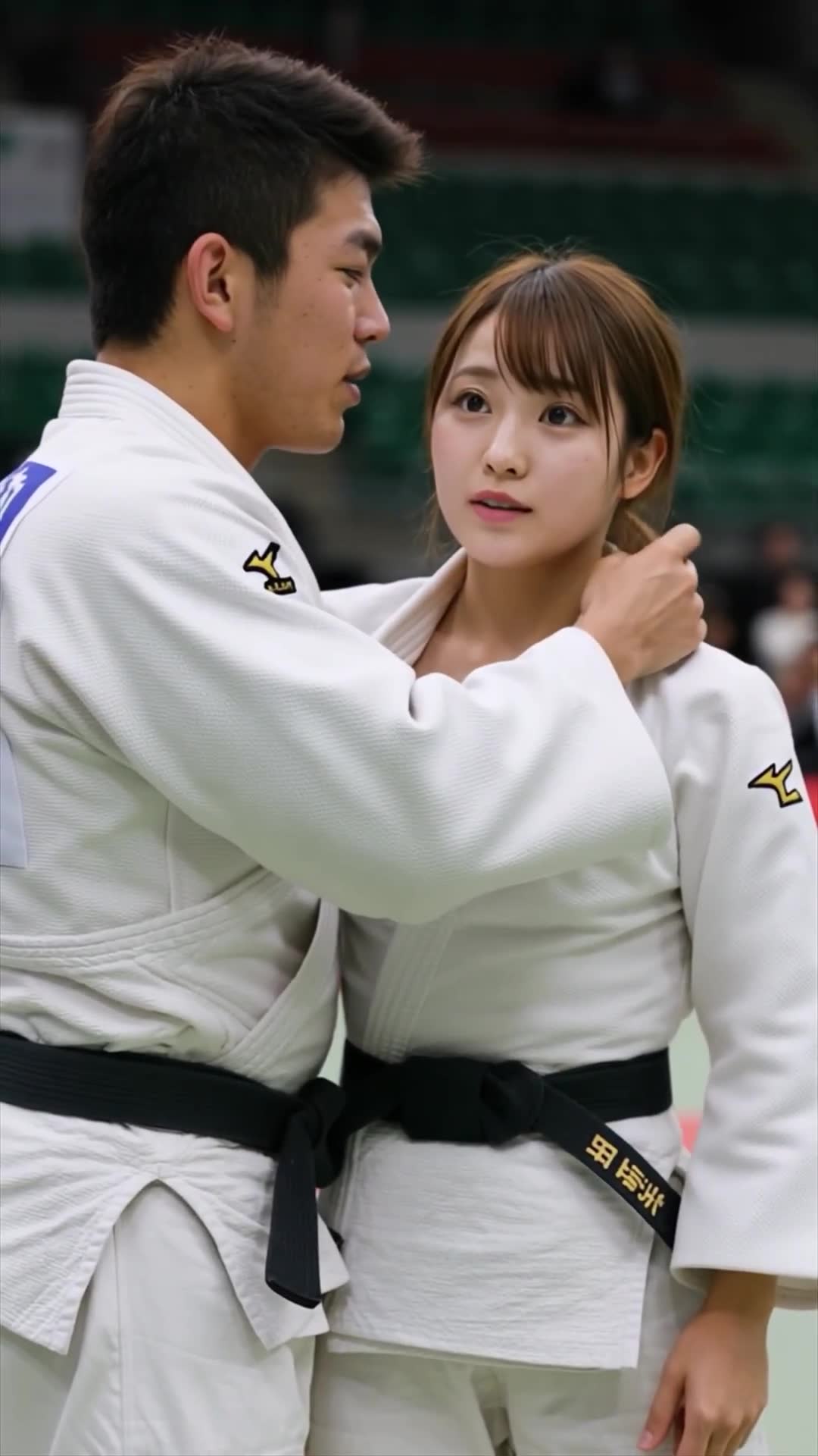 Video thumbnail for 先輩からアドバイスを受ける柔道家#ai #athlete #美女 #judo #sports