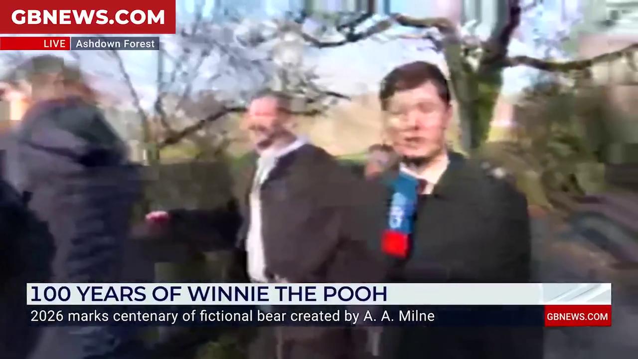 Video thumbnail for WATCH: Will Godley marks 100 years of Winnie the Pooh with a game of Pooh Sticks