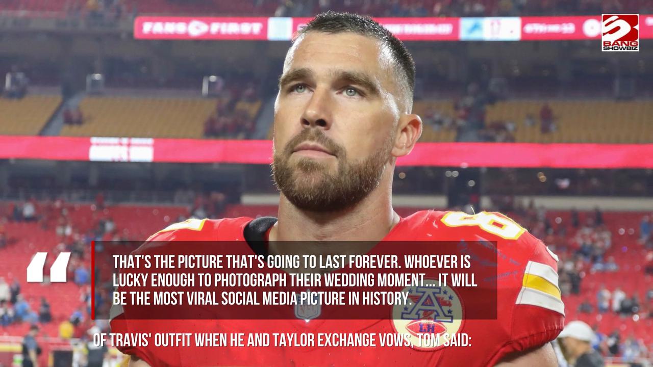 Video thumbnail for Travis Kelce's former stylist predicts multiple wedding looks