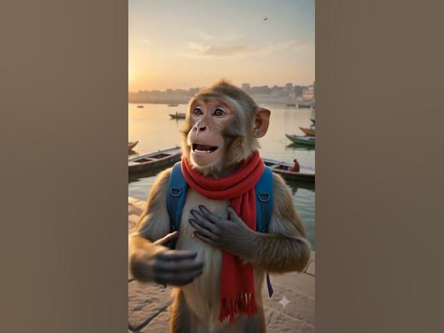 Video thumbnail for गंगा घाट पर Monkey Vlog😂#Monkey#MonkeyVlog#FunnyMonkey #AnimalComedy#ViralVideo#FunnyReels#Comedy
