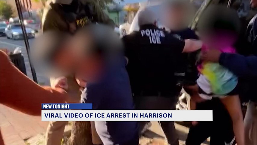 Video thumbnail for Video shows ICE detain man in Harrison as children hang onto him
