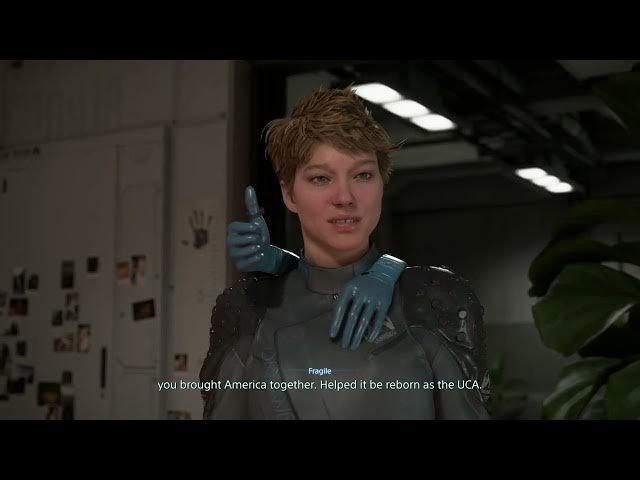 Video thumbnail for Death Stranding 2 - Prologue: Fragile Offers Sam a Job | Lou Cutscene | APAS 4000 Drawbridge Chat