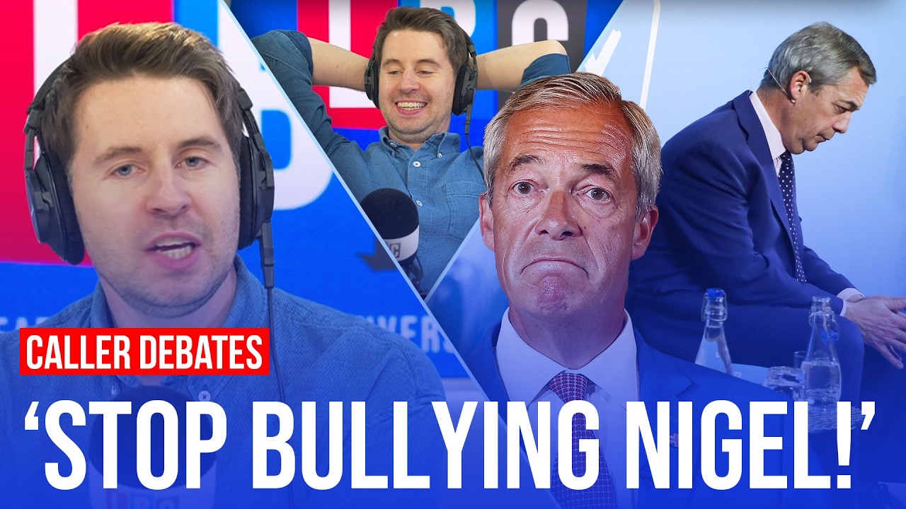 Video thumbnail for Fuming callers berate LBC for scrutinising Nigel Farage