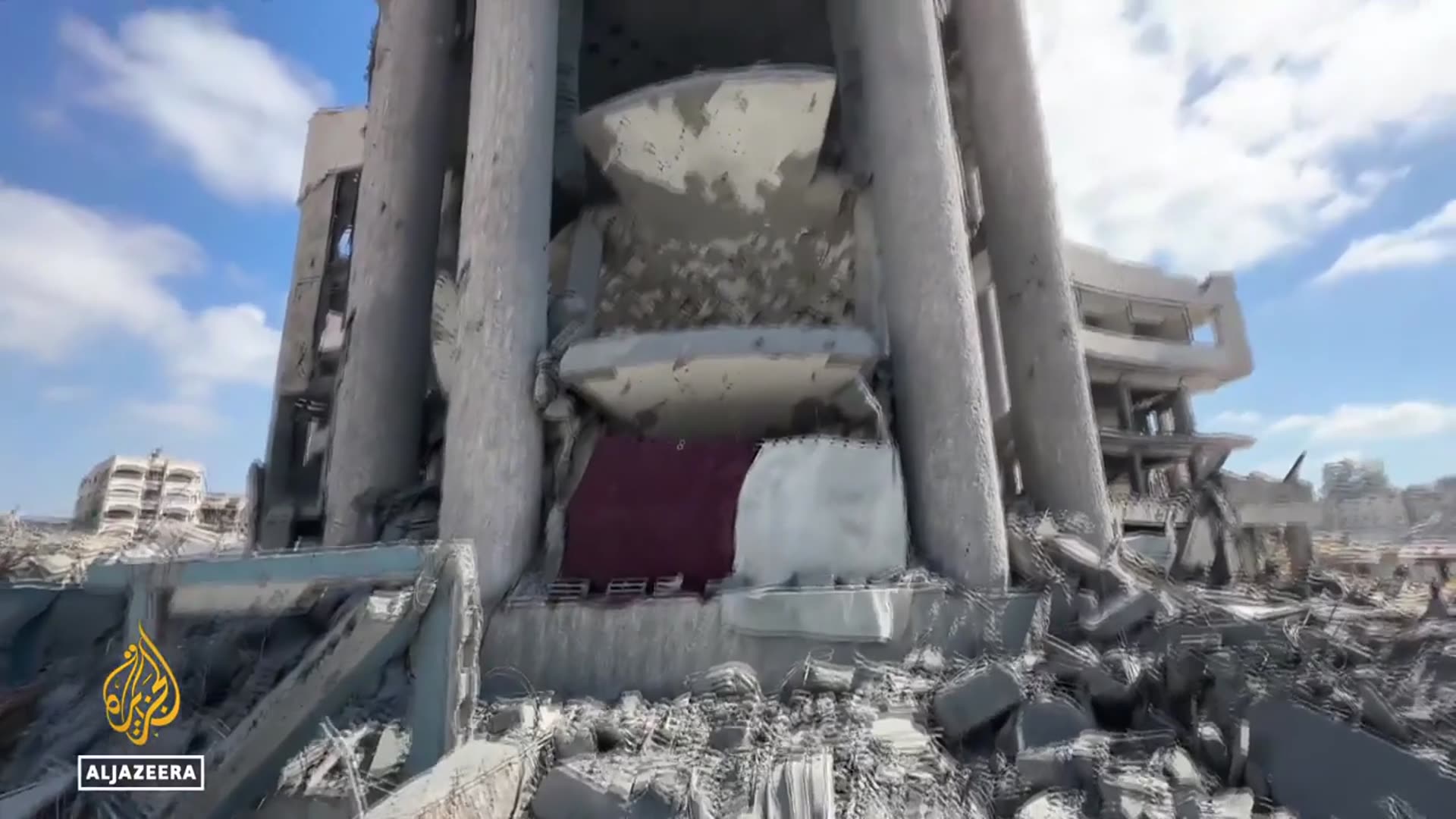'Video thumbnail for UN clinic hit in Gaza, hundreds displaced Palestinians sheltering'
