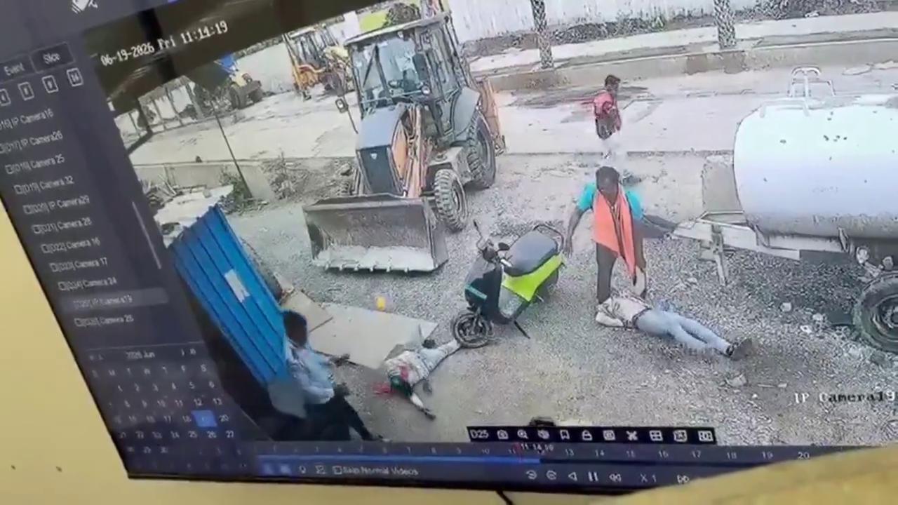 Video thumbnail for India: JCB Tire Bursts While Being Inflated; People Sitting on It Thrown 15 Feet Away.