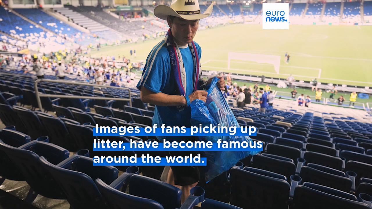 Video thumbnail for Japan fans keep World Cup clean-up tradition alive