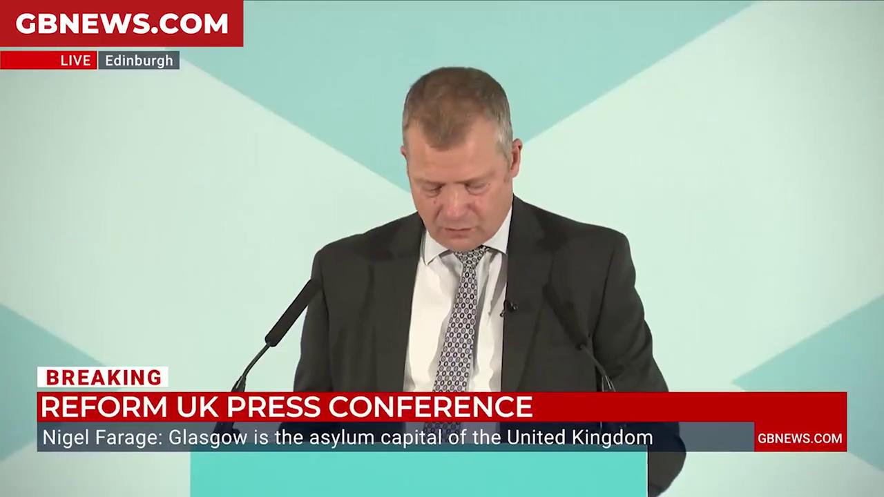 'Video thumbnail for WATCH: Nigel Farage introduces Graham Simpson as Reform UK's first MSP after Tory defection'