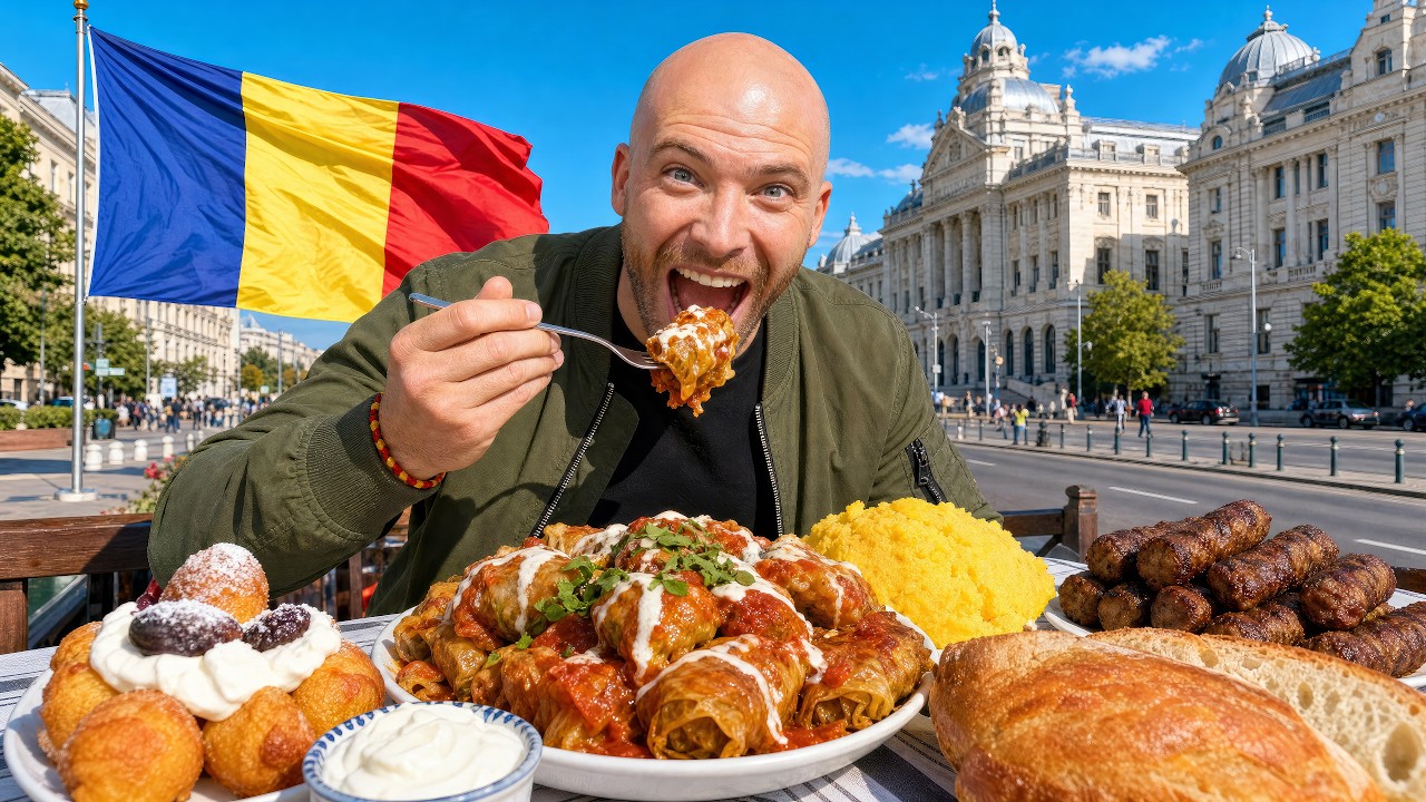 Video thumbnail for Bucharest Food Marathon!! Ultimate Romanian Food Tour!!