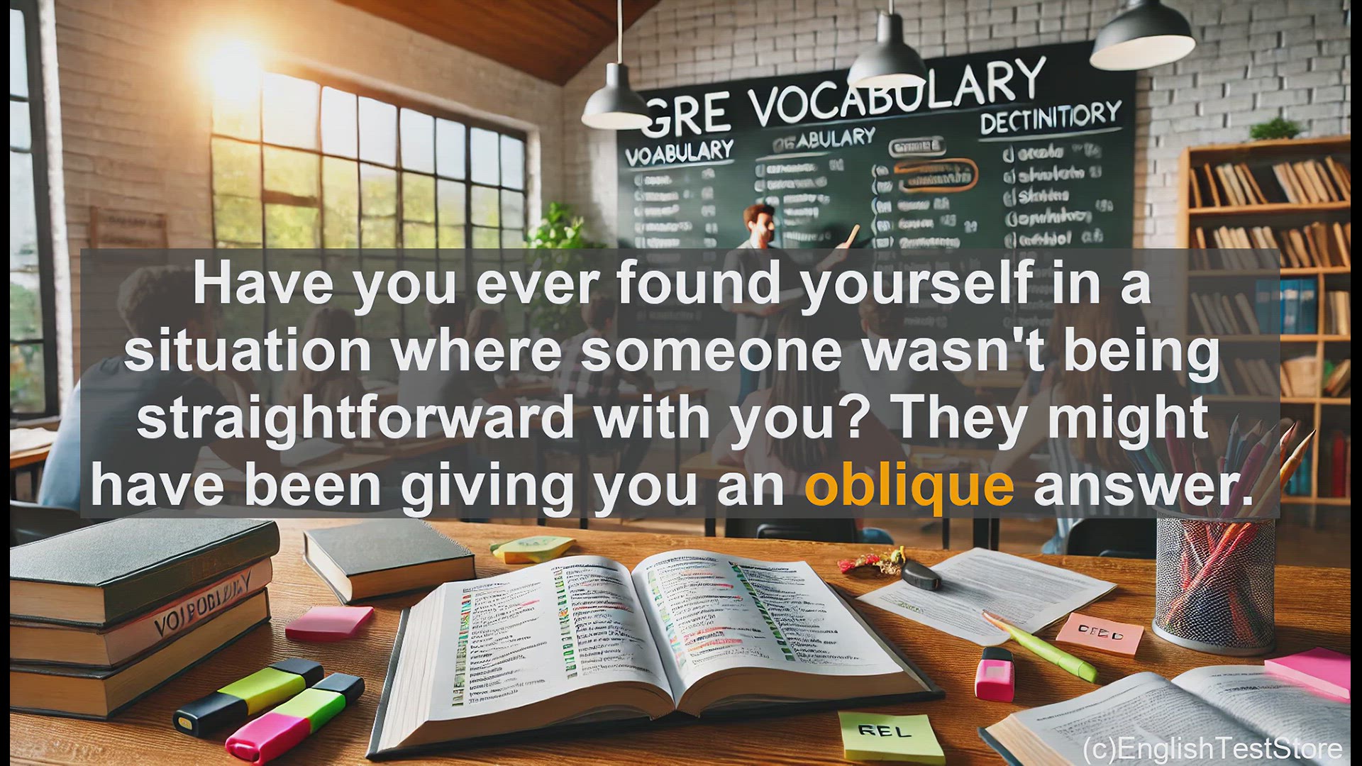 'Video thumbnail for GRE Vocabulary Lesson: Exploring the Nuances of Oblique Communication'