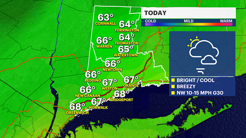 Video thumbnail for Bright, cool and breezy today in Connecticut