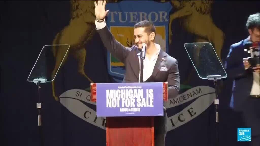 Video thumbnail for US: Progressive El-Sayed slightly ahead in high-stakes Michigan Democrats primary