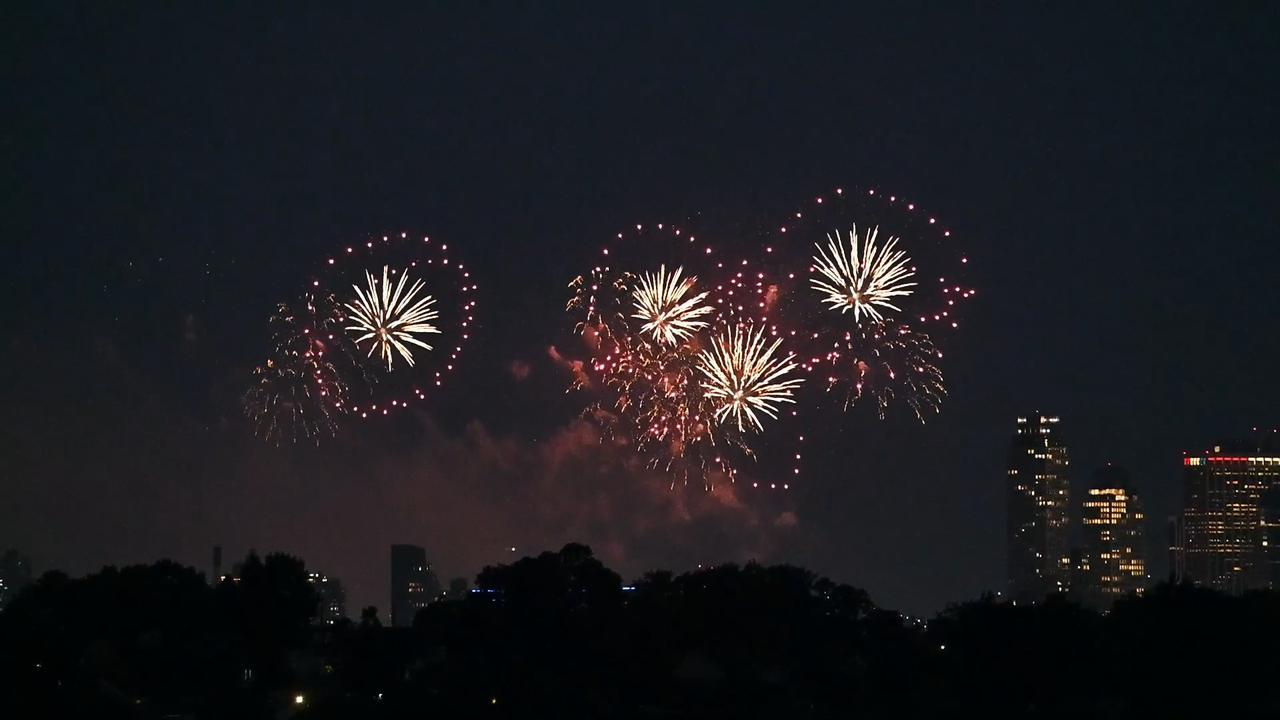 Video thumbnail for NY: Fourth of July Fireworks Seen From Queens Borough In NYC.