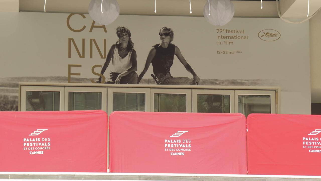 Video thumbnail for France: Official poster for 79th Cannes Film Festival installed on Palais Des Festivals.