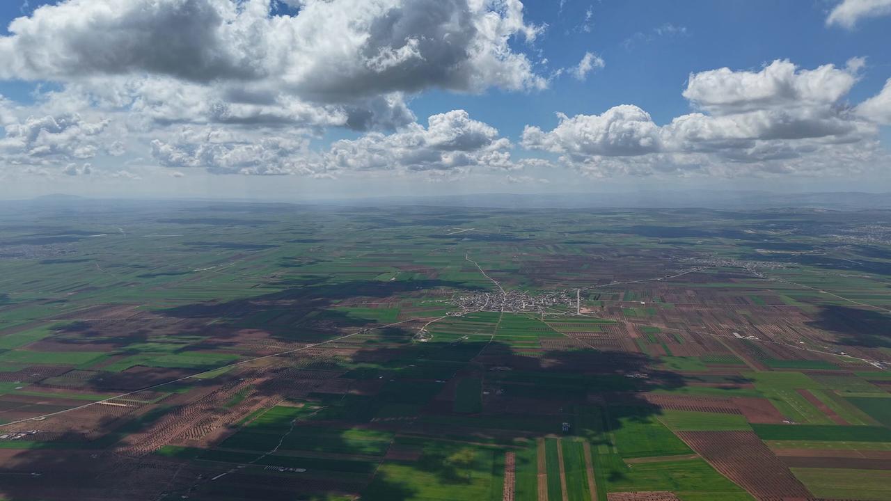 Video thumbnail for Syria: Aerial View of Patchwork Farmland and Rural Landscape.