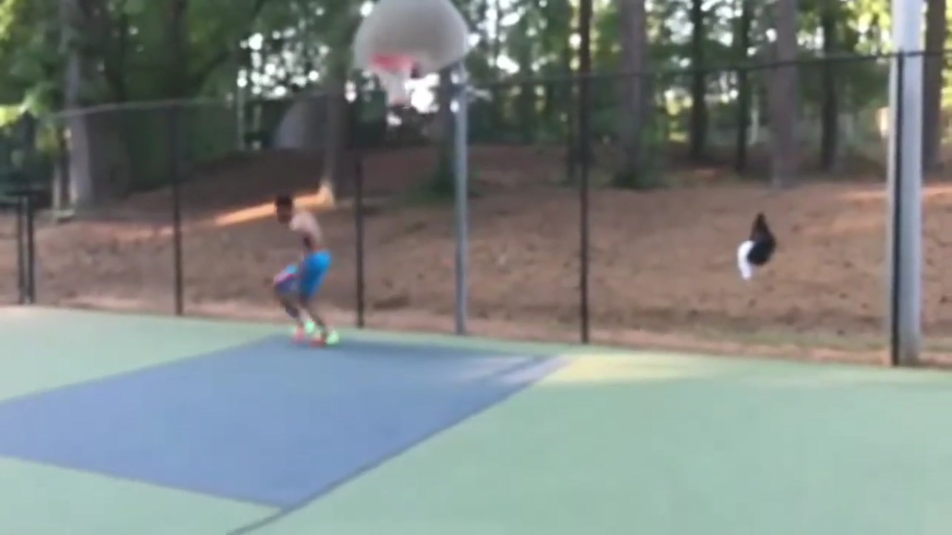 'Video thumbnail for jordan southerland: insane double rim dunks on outdoor court'