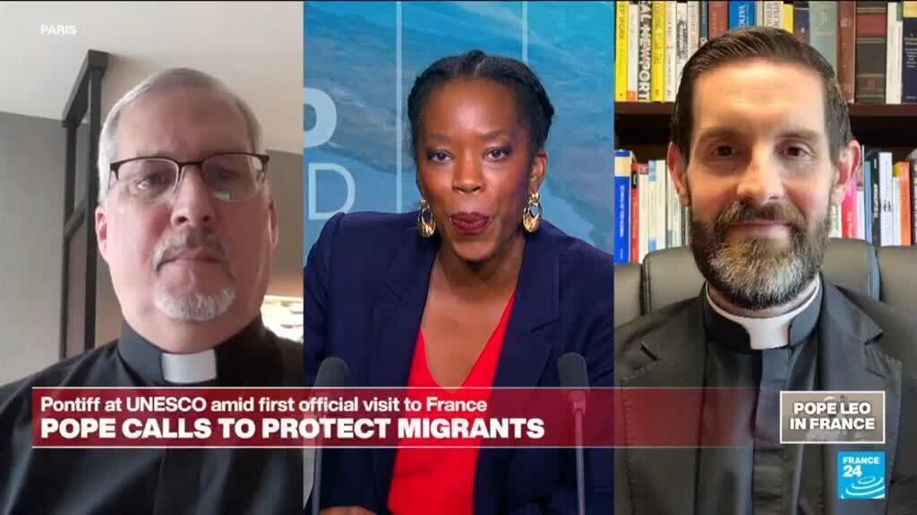 Video thumbnail for Pope Leo XIV calls to protect migrants during his official visit to France