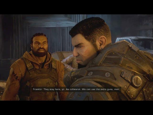 Video thumbnail for Gears of War Reloaded - Act 2-3 Outpost: Enter The Stranded Camp: Dom Talks with Franklin Cutscene