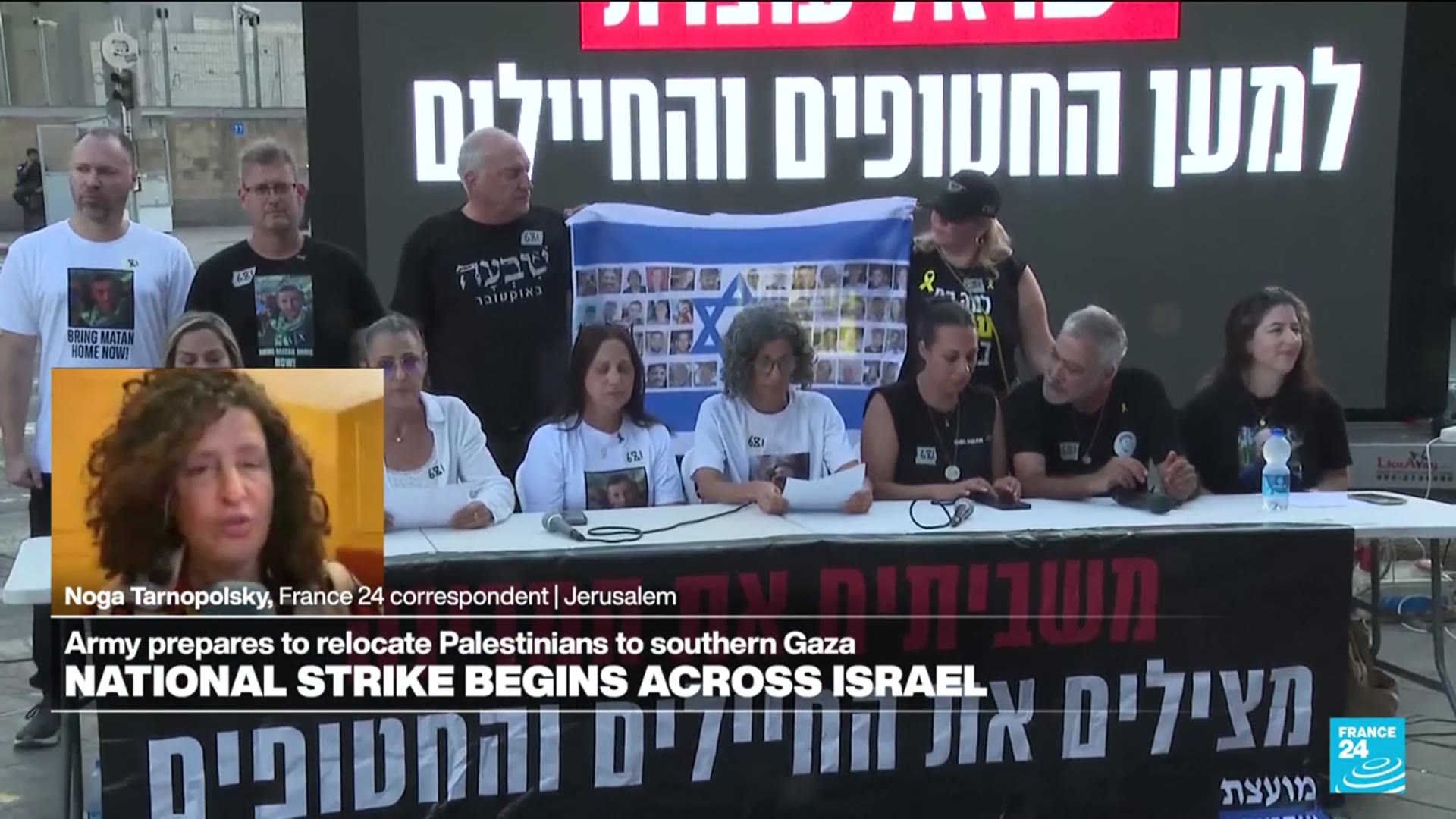 'Video thumbnail for Protesters go on strike in Israel demanding ceasefire'