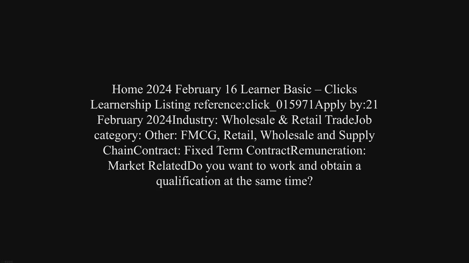 Video thumbnail for Learner Basic – Clicks Learnership