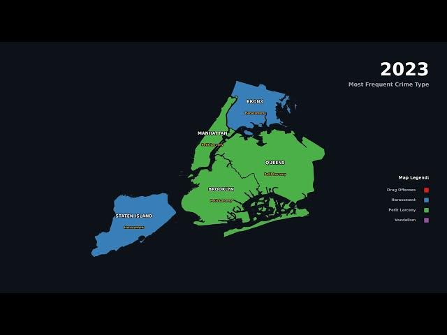 Video thumbnail for NYC's Most Common Crime Complaint in Every Borough, Mapped