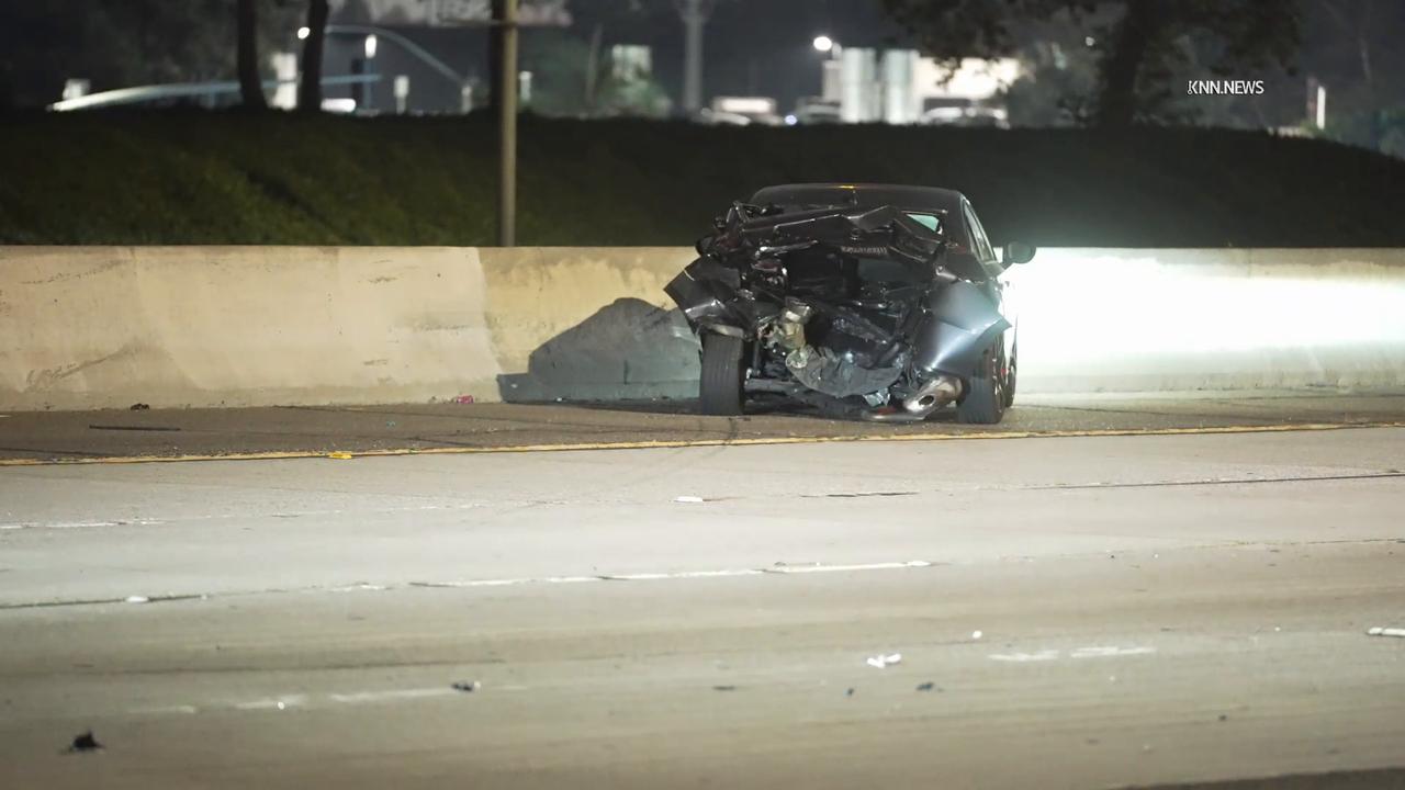 Video thumbnail for US, Los Angeles: Costa Mesa Two-Vehicle Collision Causes Major Freeway Blockage CAUGHT ON TAPE.
