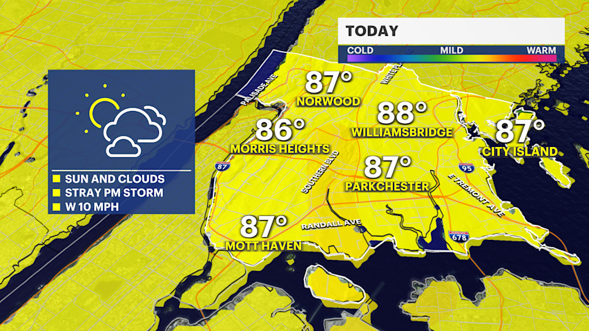 Video thumbnail for Summer heat gives way to less humid and slightly more comfortable conditions for the Bronx