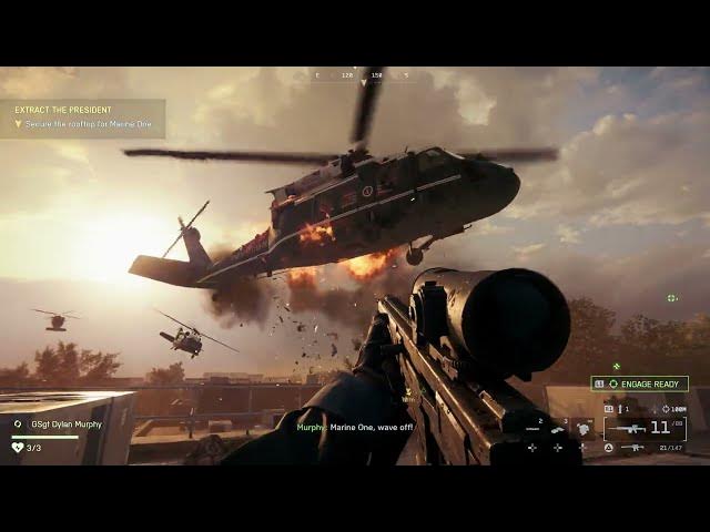 Video thumbnail for Battlefield 6 - Mission 6: Secure The Rooftop For Marine One | Eliminate Drones | Talk To Fernandez