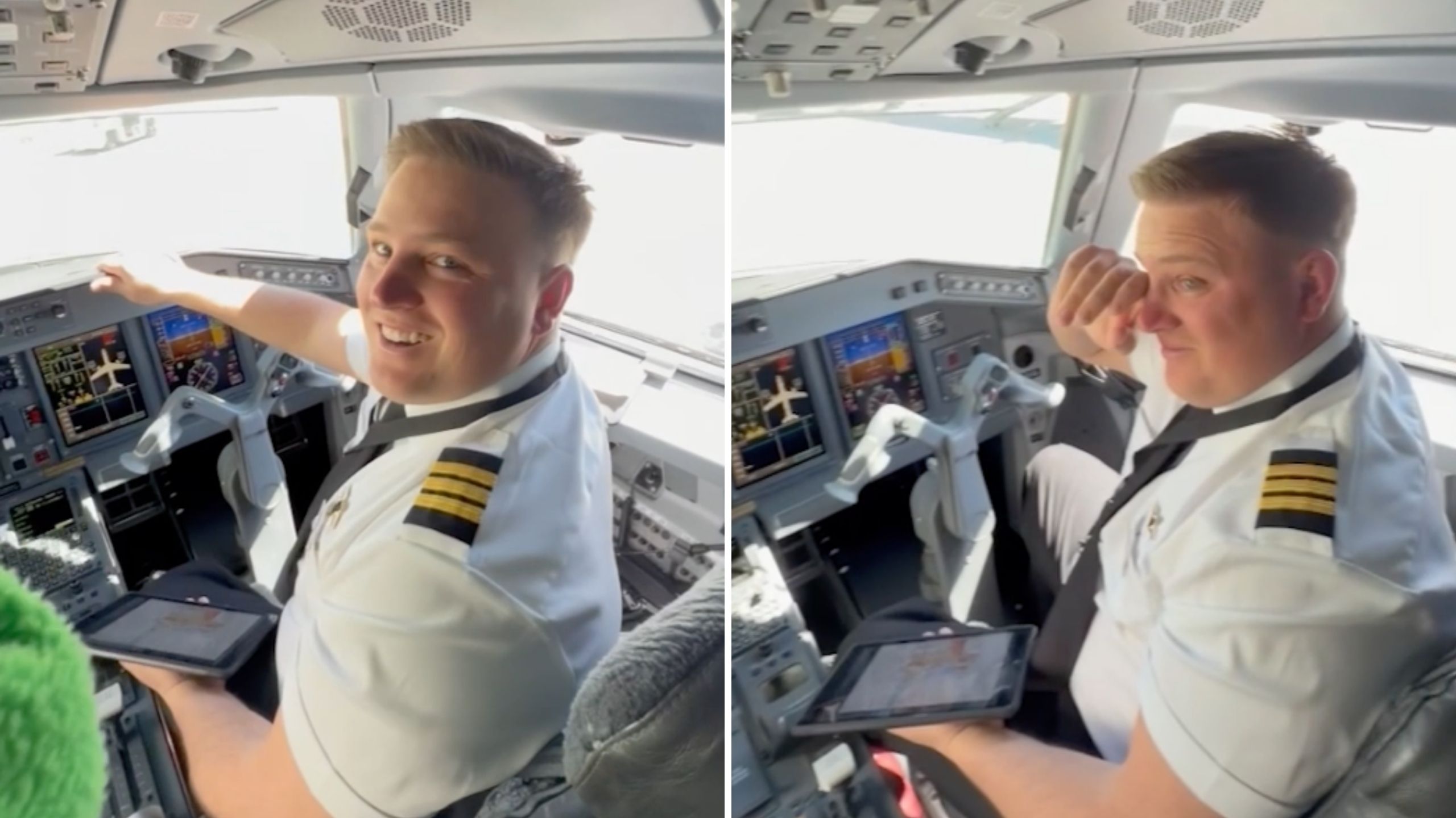 Video thumbnail for New Pilot's Girlfriend And Mom Surprise Him On First-Ever Commercial Flight