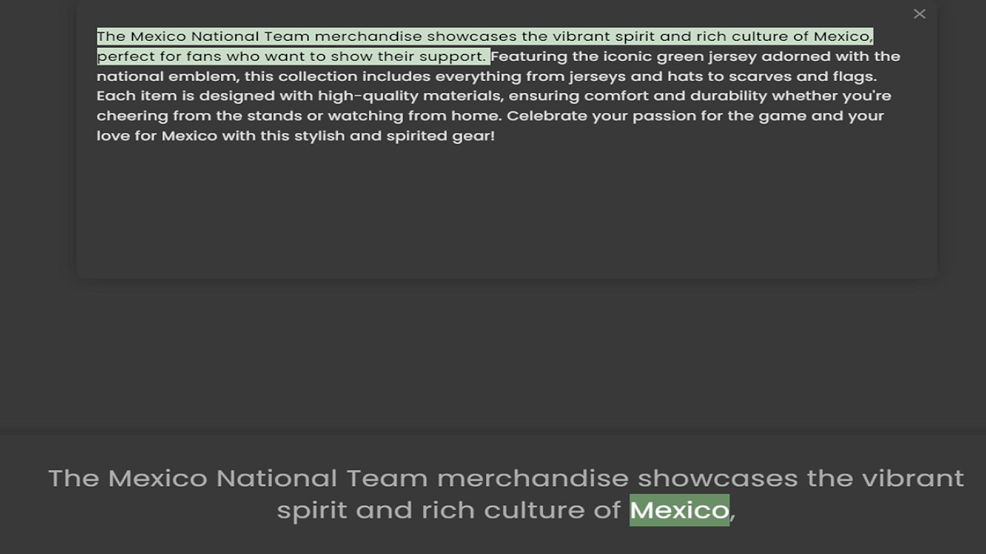 Video thumbnail for The Mexico National Team merchandise showcases the vibrant spirit and rich culture of Mexico, perfect for fans who want to show their support. Featuring the iconic green jersey adorned with the national emblem, this collection includes ev